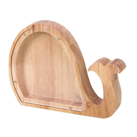Creative Wooden Animal Piggy Bank Transparent Animal Coin Collect Box Piggy for Kids Gift