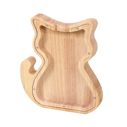 Creative Wooden Animal Piggy Bank Transparent Animal Coin Collect Box Piggy for Kids Gift