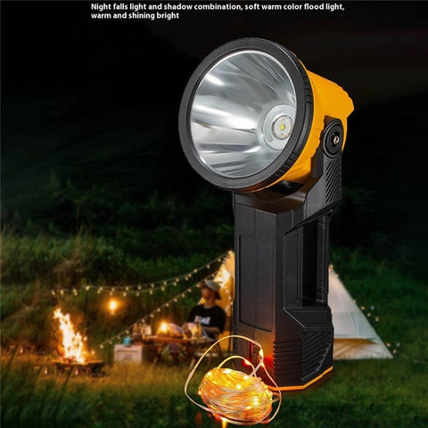 Rotatable Head Solar Powered P50 Flashlight RGB Handheld Lantern Camping Search Light