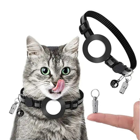 For AirTag Tracker Reflective Pet Collar Silicone Protective Case with ID Address Tag