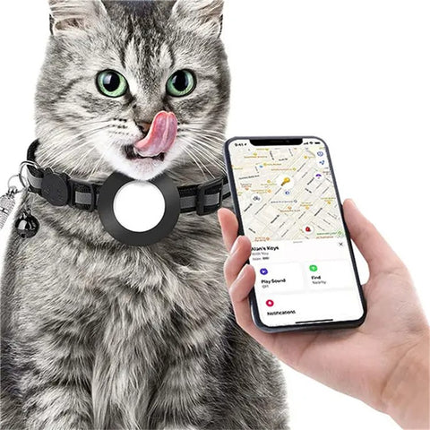 For AirTag Tracker Reflective Pet Collar Silicone Protective Case with ID Address Tag