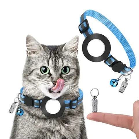 For AirTag Tracker Reflective Pet Collar Silicone Protective Case with ID Address Tag