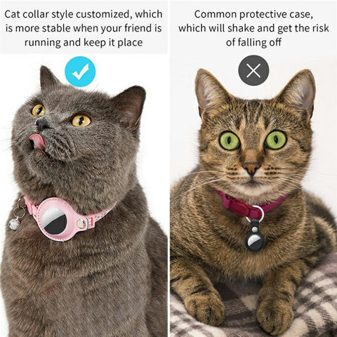 For AirTag Tracker Pet Collar Reflective Paw Print PU Leather Protective Case with ID Address Tag
