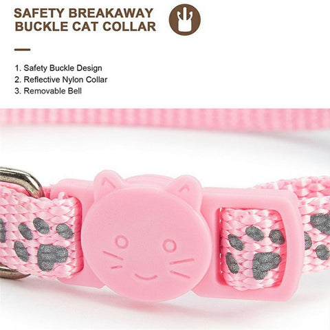 For AirTag Tracker Pet Collar Reflective Paw Print PU Leather Protective Case with ID Address Tag