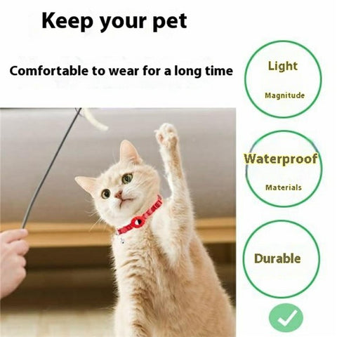 For AirTag Tracker Silicone Protective Case Pet Collar with Reflective Strips and ID Address Tag