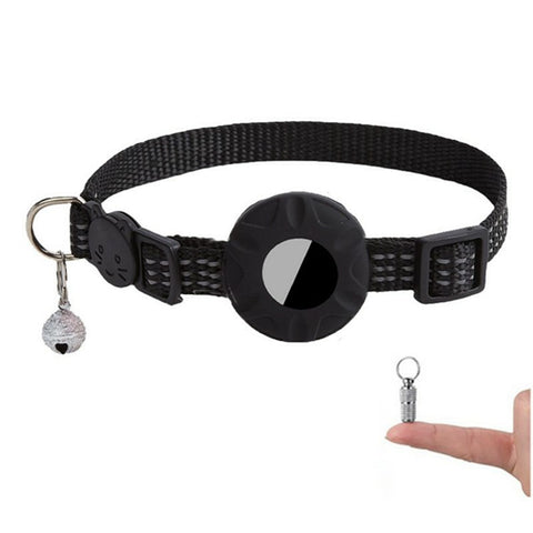 For AirTag Tracker Silicone Protective Case Pet Collar with Reflective Strips and ID Address Tag