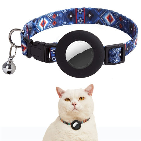 For Apple AirTag Silicone Protective Case Adjustable Pet Collar with Pendant / Floral Print