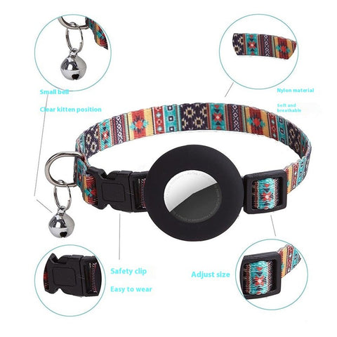 For Apple AirTag Silicone Protective Case Adjustable Pet Collar with Pendant / Floral Print