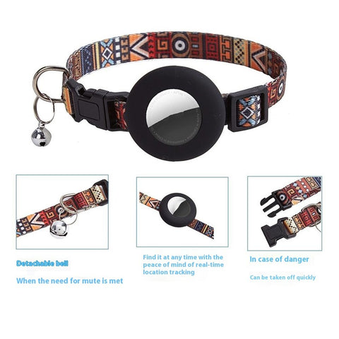 For Apple AirTag Silicone Protective Case Adjustable Pet Collar with Pendant / Floral Print