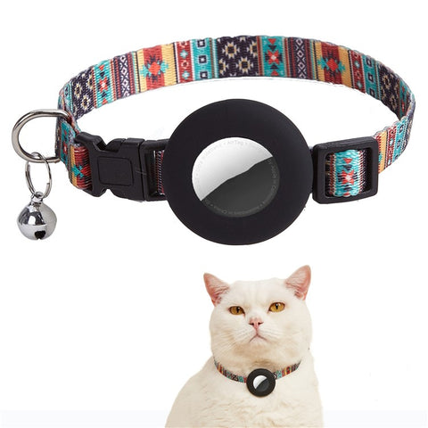 For Apple AirTag Silicone Protective Case Adjustable Pet Collar with Pendant / Floral Print