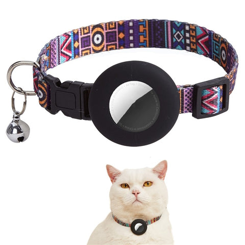 For Apple AirTag Silicone Protective Case Adjustable Pet Collar with Pendant / Floral Print