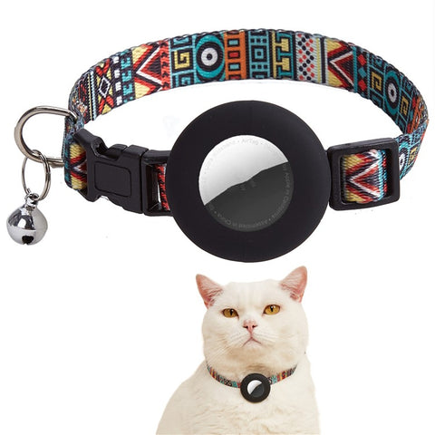 For Apple AirTag Silicone Protective Case Adjustable Pet Collar with Pendant / Floral Print