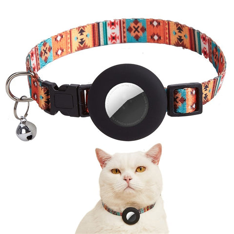 For Apple AirTag Silicone Protective Case Adjustable Pet Collar with Pendant / Floral Print