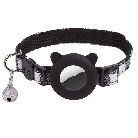 For AirTag Tracker Protector Cat Ear Design Silicone Case Pet Collar with ID Address Tag