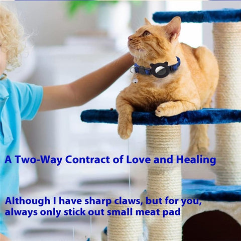 For AirTag Tracker Protector Cat Ear Design Silicone Case Pet Collar with ID Address Tag