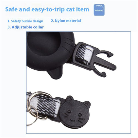 For AirTag Tracker Protector Cat Ear Design Silicone Case Pet Collar with ID Address Tag