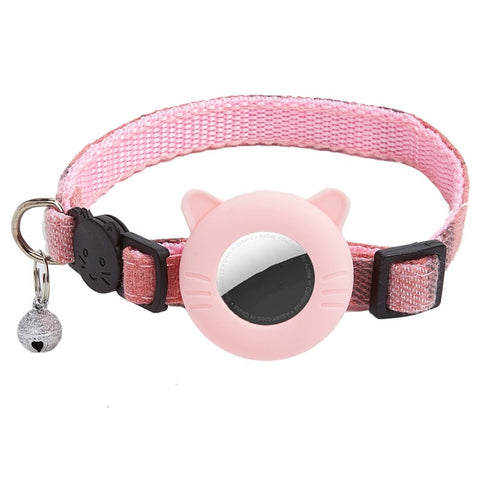 For AirTag Tracker Protector Cat Ear Design Silicone Case Pet Collar with ID Address Tag