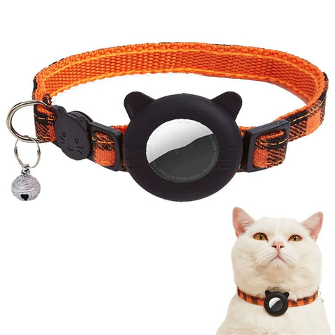 For AirTag Tracker Protector Cat Ear Design Silicone Case Pet Collar with ID Address Tag