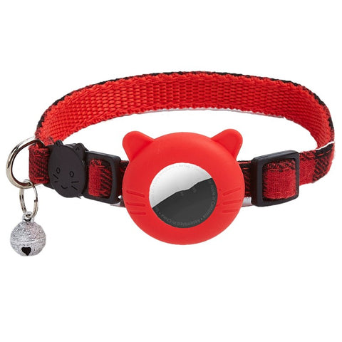 For AirTag Tracker Protector Cat Ear Design Silicone Case Pet Collar with ID Address Tag