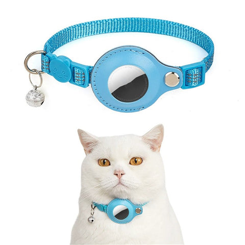 For AirTag Anti Lost Tracker PU Leather Protective Case Reflective Pet Collar with ID Tag