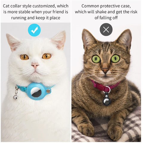 For AirTag Anti Lost Tracker PU Leather Protective Case Reflective Pet Collar with ID Tag