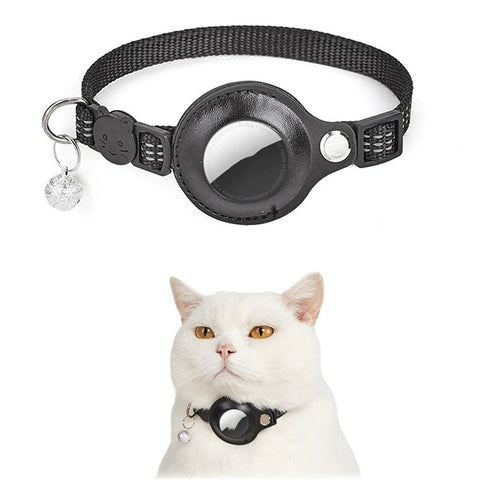 For AirTag Anti Lost Tracker PU Leather Protective Case Reflective Pet Collar with ID Tag