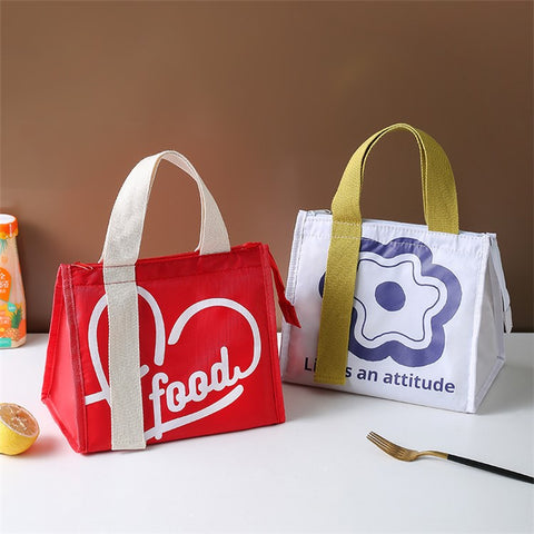 Stylish Oxford Cloth Insulated Lunch Bag Bento Tote Bag for Picnic Office School