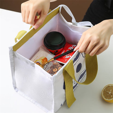 Stylish Oxford Cloth Insulated Lunch Bag Bento Tote Bag for Picnic Office School