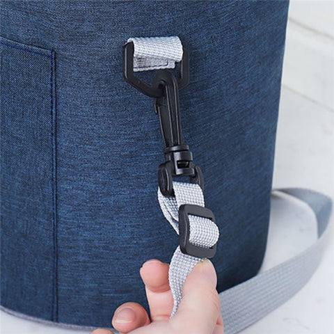 Round Stretchable Oxford Cloth Insulated Lunch Box Bag Bento Carrying Bag