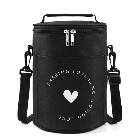 Large Capacity Insulated Lunch Box Reusable Lunch Tote Bag for Work Picnic School or Travel, Size: L- Black