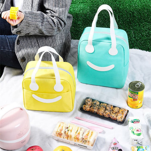 TB-0661 Small Size Cute Cartoon Expression Insulated Lunch Carrying Bag Student Bento Handbag