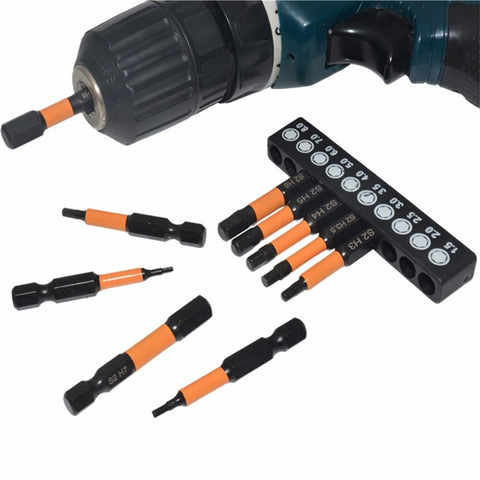 10Pcs Metric 1.5mm-8mm S2 Alloy Steel Magnetic Hex Screwdriver Bits Set, Length: 50mm