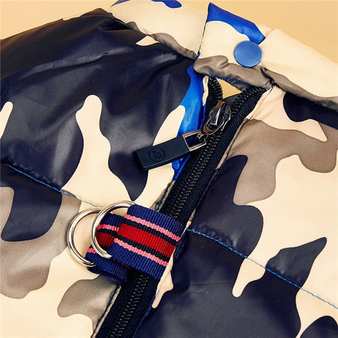 TG-CL060 Camouflage Splicing Pet Dog Zipper Coat Waterproof Winter Puppy Outwea
