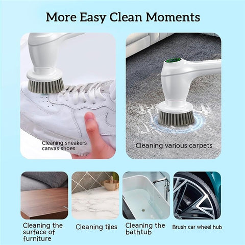 Electric Cleaning Brush Handheld Rechargeable Spin Scrubber for Home Cleaning with 8 Replaceable Heads