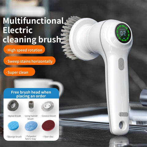 Electric Cleaning Brush Handheld Rechargeable Spin Scrubber for Home Cleaning with 8 Replaceable Heads