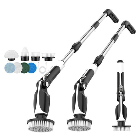 Electric Scrubber for Cleaning Spin Scrubber with Long Handle and 8 Replaceable Brush Heads