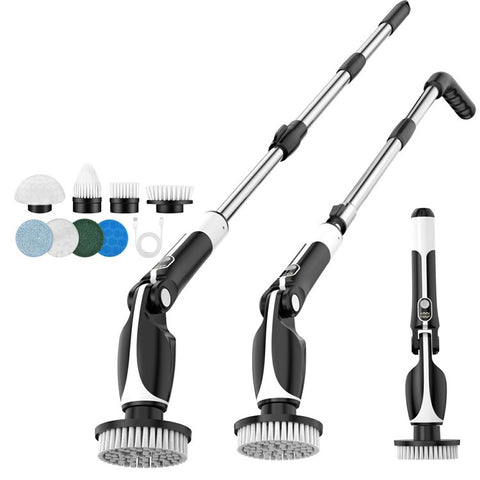 Electric Scrubber for Cleaning Spin Scrubber with Long Handle and 8 Replaceable Brush Heads