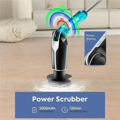 Electric Scrubber for Cleaning Spin Scrubber with Long Handle and 8 Replaceable Brush Heads