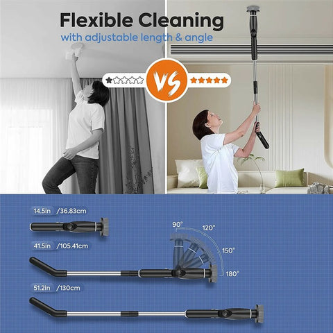 Electric Scrubber for Cleaning Spin Scrubber with Long Handle and 8 Replaceable Brush Heads