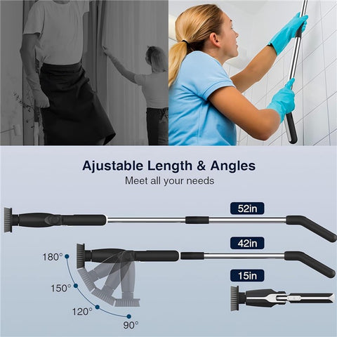 Electric Scrubber for Cleaning Spin Scrubber with Long Handle and 8 Replaceable Brush Heads