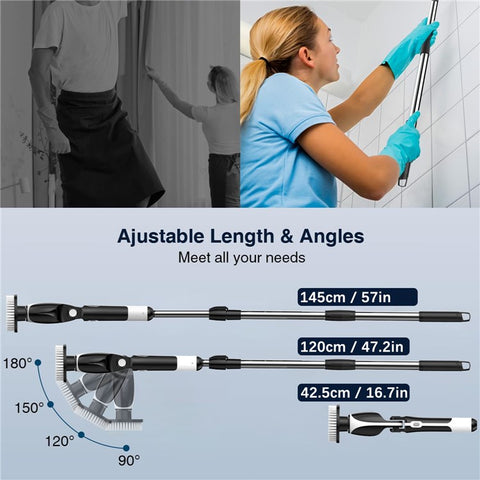 Electric Scrubber for Cleaning Spin Scrubber with Long Handle and 8 Replaceable Brush Heads