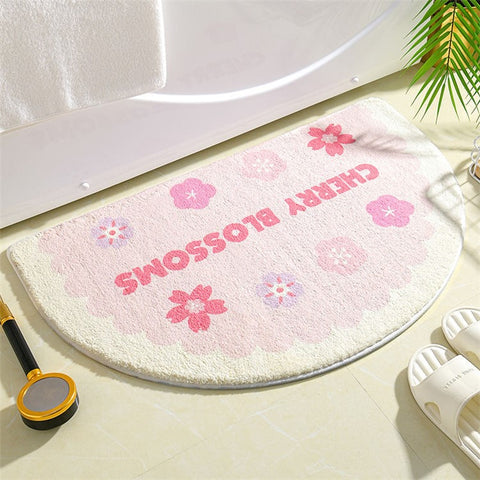 50*80cm Water Absorbent Bath Mat Furry Bathroom Rug Semicircle Floor Carpet