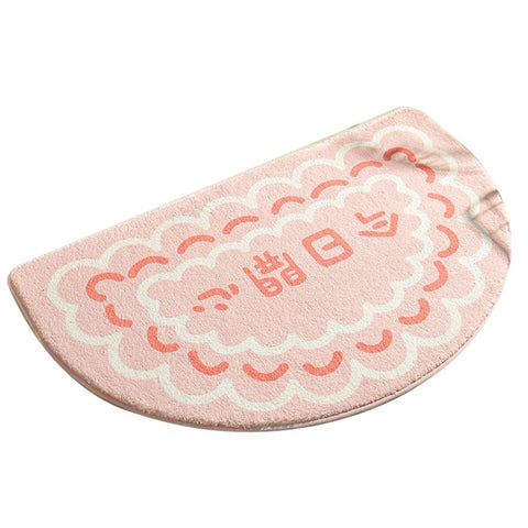 50*80cm Water Absorbent Bath Mat Furry Bathroom Rug Semicircle Floor Carpet