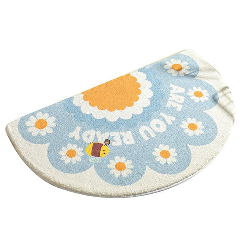 50*80cm Water Absorbent Bath Mat Furry Bathroom Rug Semicircle Floor Carpet