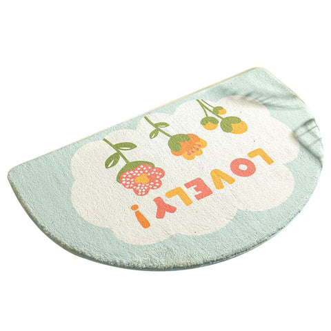 50*80cm Water Absorbent Bath Mat Furry Bathroom Rug Semicircle Floor Carpet