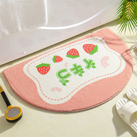 40*60cm Semicircle Bath Mat Furry Bathroom Rug Water Absorbent Floor Carpet