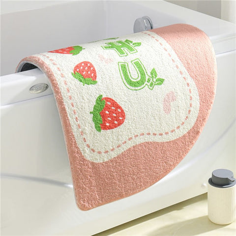 40*60cm Semicircle Bath Mat Furry Bathroom Rug Water Absorbent Floor Carpet