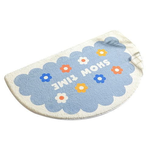 40*60cm Semicircle Bath Mat Furry Bathroom Rug Water Absorbent Floor Carpet