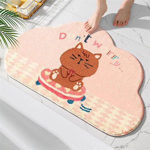 50*80cm Furry Bathroom Rug Non-slip Floor Carpet Water Absorbent Bath Mat