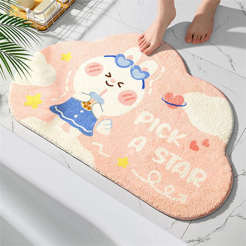 50*80cm Furry Bathroom Rug Non-slip Floor Carpet Water Absorbent Bath Mat